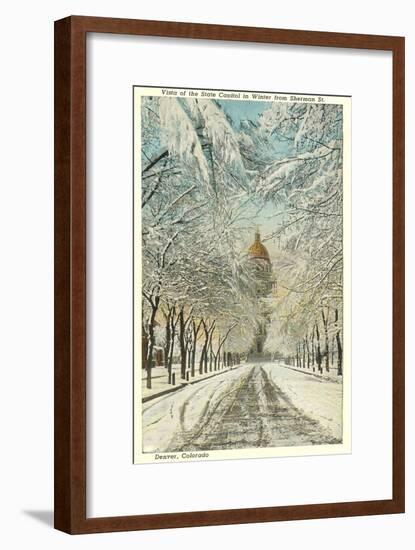 Winter, State Capitol, Denver, Colorado-null-Framed Art Print