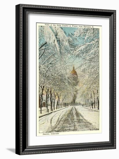 Winter, State Capitol, Denver, Colorado-null-Framed Art Print