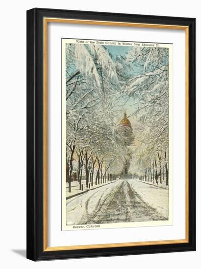 Winter, State Capitol, Denver, Colorado-null-Framed Art Print