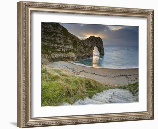 Winter Sunset at Durdle Door, Jurassic Coast, Dorset, England, Uk-David Wogan-Framed Photographic Print