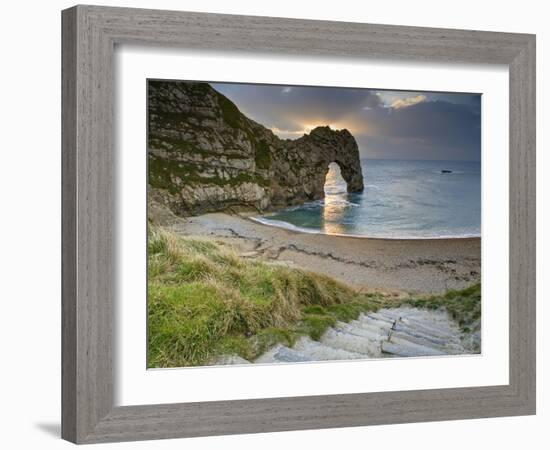 Winter Sunset at Durdle Door, Jurassic Coast, Dorset, England, Uk-David Wogan-Framed Photographic Print