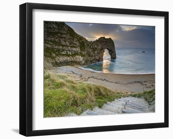 Winter Sunset at Durdle Door, Jurassic Coast, Dorset, England, Uk-David Wogan-Framed Photographic Print