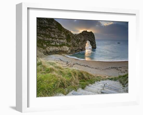 Winter Sunset at Durdle Door, Jurassic Coast, Dorset, England, Uk-David Wogan-Framed Photographic Print