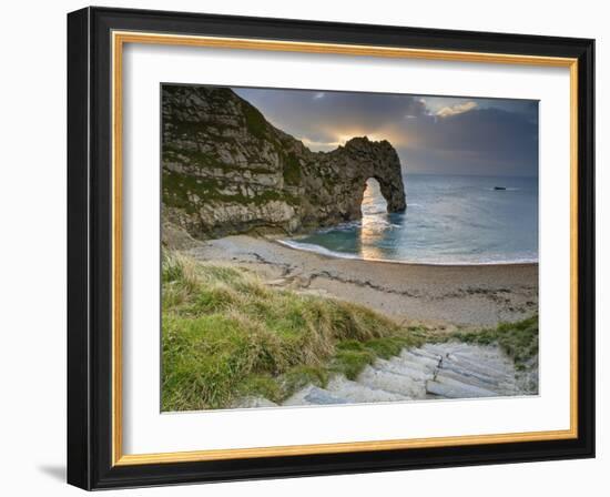 Winter Sunset at Durdle Door, Jurassic Coast, Dorset, England, Uk-David Wogan-Framed Photographic Print