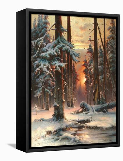 Winter Sunset in the Fir Forest, 1889-Juli Julievich Klever-Framed Premier Image Canvas