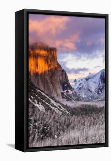 Winter sunset over Yosemite Valley from Tunnel View, Yosemite National Park, California, USA-Russ Bishop-Framed Premier Image Canvas