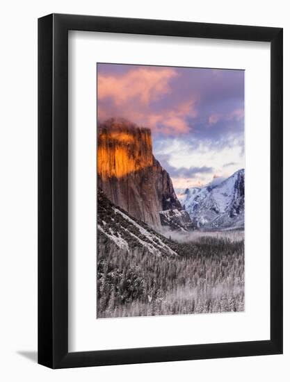 Winter sunset over Yosemite Valley from Tunnel View, Yosemite National Park, California, USA-Russ Bishop-Framed Photographic Print