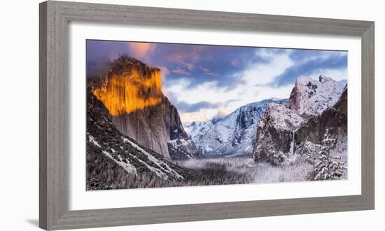Winter sunset over Yosemite Valley from Tunnel View, Yosemite National Park, California, USA-Russ Bishop-Framed Photographic Print