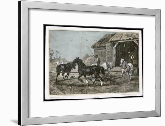 Winter, Threshing the Hay-null-Framed Art Print