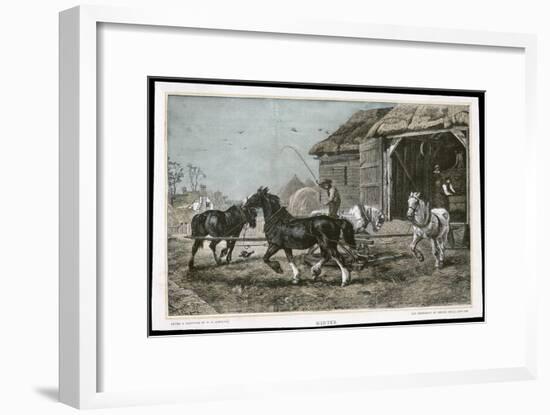 Winter, Threshing the Hay-null-Framed Art Print