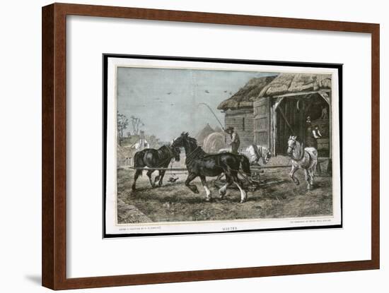 Winter, Threshing the Hay-null-Framed Art Print