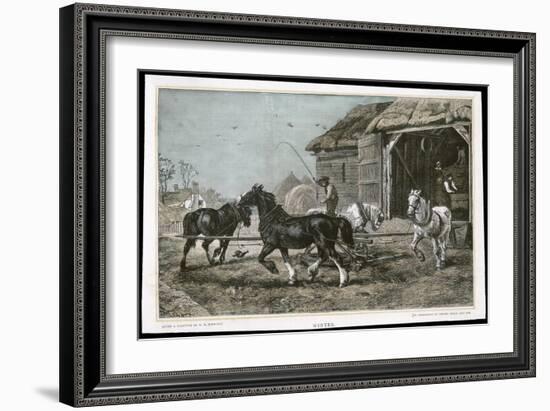 Winter, Threshing the Hay-null-Framed Art Print