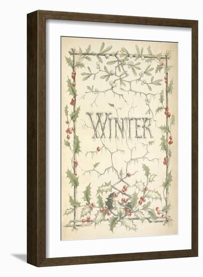 Winter - Title Page Illustrated With Holly, Icicles and Mistletoe-Thomas Miller-Framed Giclee Print