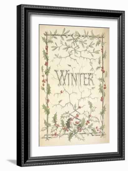 Winter - Title Page Illustrated With Holly, Icicles and Mistletoe-Thomas Miller-Framed Giclee Print
