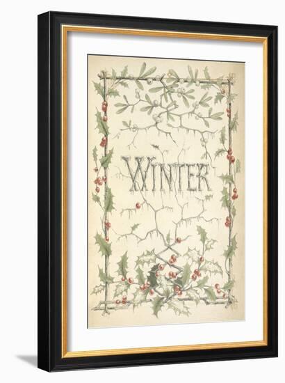 Winter - Title Page Illustrated With Holly, Icicles and Mistletoe-Thomas Miller-Framed Giclee Print