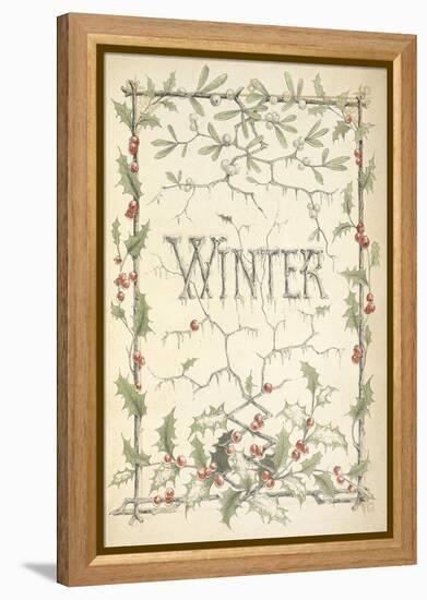 Winter - Title Page Illustrated With Holly, Icicles and Mistletoe-Thomas Miller-Framed Premier Image Canvas