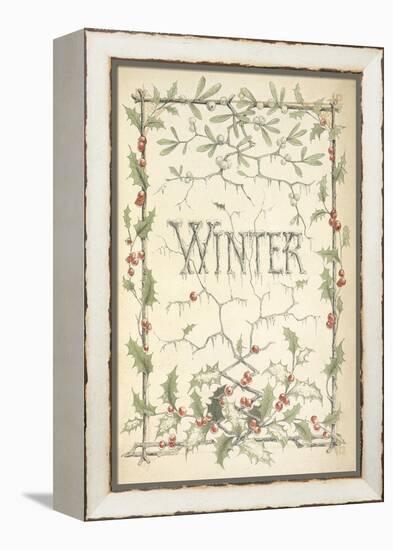 Winter - Title Page Illustrated With Holly, Icicles and Mistletoe-Thomas Miller-Framed Premier Image Canvas