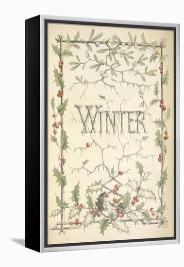 Winter - Title Page Illustrated With Holly, Icicles and Mistletoe-Thomas Miller-Framed Premier Image Canvas