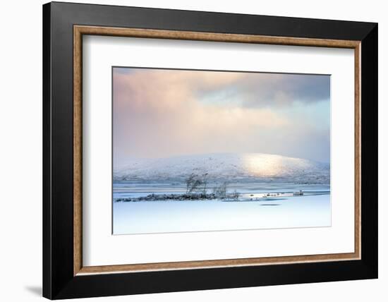 Winter View across Lochain Na H'Achlaise at Dawn, Rannoch Moor, Highland, Scotland, United Kingdom-Karen Deakin-Framed Photographic Print