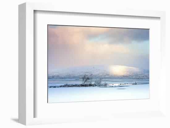 Winter View across Lochain Na H'Achlaise at Dawn, Rannoch Moor, Highland, Scotland, United Kingdom-Karen Deakin-Framed Photographic Print