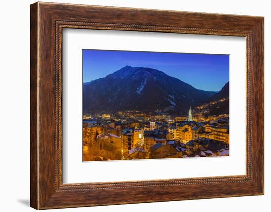 Winter View at Dusk over Andorra La Vella, Andorra-Stefano Politi Markovina-Framed Photographic Print