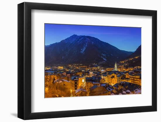 Winter View at Dusk over Andorra La Vella, Andorra-Stefano Politi Markovina-Framed Photographic Print