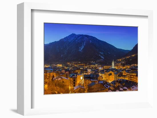 Winter View at Dusk over Andorra La Vella, Andorra-Stefano Politi Markovina-Framed Photographic Print