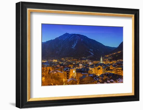 Winter View at Dusk over Andorra La Vella, Andorra-Stefano Politi Markovina-Framed Photographic Print