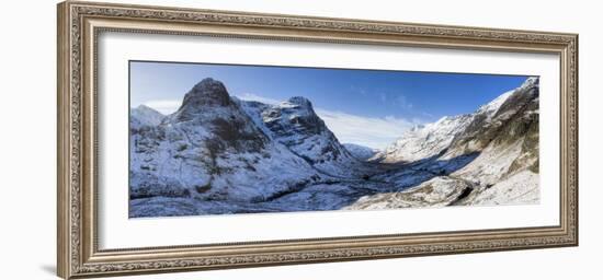 Winter View Down Snow-Covered Glencoe Showing Three Sisters of Glencoe and the A83-Lee Frost-Framed Photographic Print
