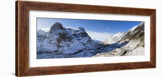 Winter View Down Snow-Covered Glencoe Showing Three Sisters of Glencoe and the A83-Lee Frost-Framed Photographic Print