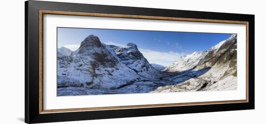 Winter View Down Snow-Covered Glencoe Showing Three Sisters of Glencoe and the A83-Lee Frost-Framed Photographic Print