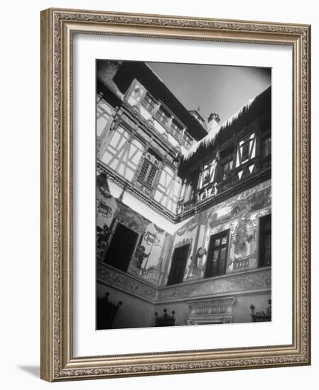 Winter View from Courtyard of the Walls of Rumanian King Carol II's Peles Castle Palace-Margaret Bourke-White-Framed Photographic Print