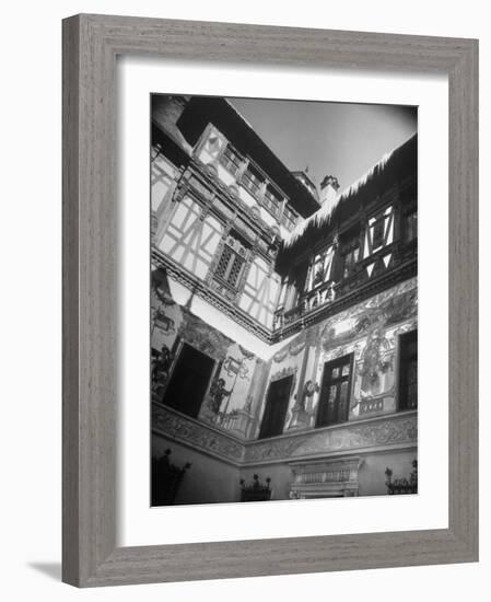Winter View from Courtyard of the Walls of Rumanian King Carol II's Peles Castle Palace-Margaret Bourke-White-Framed Photographic Print