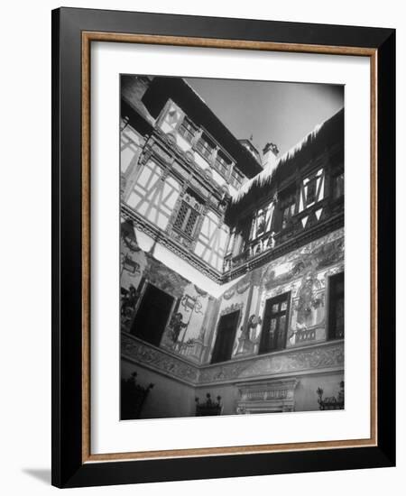 Winter View from Courtyard of the Walls of Rumanian King Carol II's Peles Castle Palace-Margaret Bourke-White-Framed Photographic Print