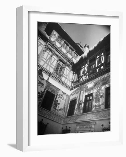 Winter View from Courtyard of the Walls of Rumanian King Carol II's Peles Castle Palace-Margaret Bourke-White-Framed Photographic Print