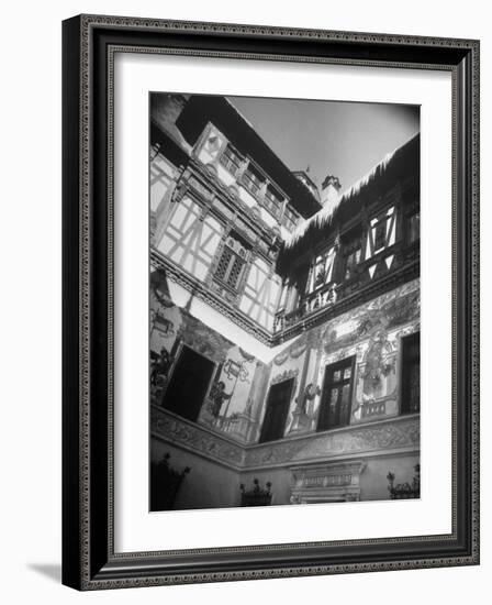 Winter View from Courtyard of the Walls of Rumanian King Carol II's Peles Castle Palace-Margaret Bourke-White-Framed Photographic Print