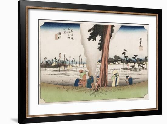 Winter View, Hamamatsu, from the Series 'The Fifty-Three Stations of the Tokaido', C.1834-Utagawa Hiroshige-Framed Giclee Print