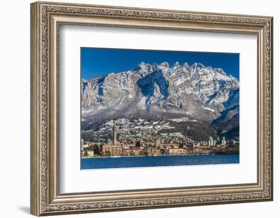 Winter View of City of Lecco with Mount Resegone in the Background, Lake Como, Lombardy, Italy-Stefano Politi Markovina-Framed Photographic Print