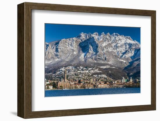 Winter View of City of Lecco with Mount Resegone in the Background, Lake Como, Lombardy, Italy-Stefano Politi Markovina-Framed Photographic Print