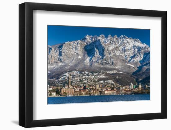 Winter View of City of Lecco with Mount Resegone in the Background, Lake Como, Lombardy, Italy-Stefano Politi Markovina-Framed Photographic Print