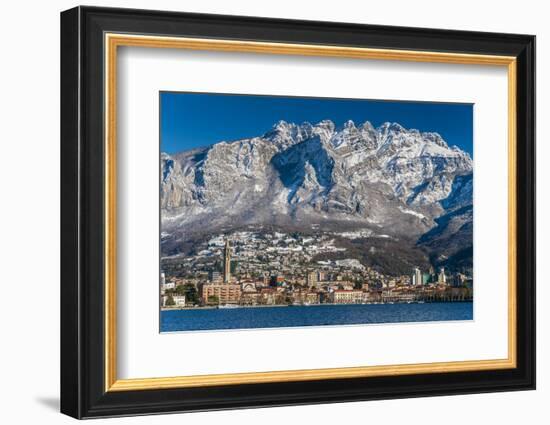 Winter View of City of Lecco with Mount Resegone in the Background, Lake Como, Lombardy, Italy-Stefano Politi Markovina-Framed Photographic Print