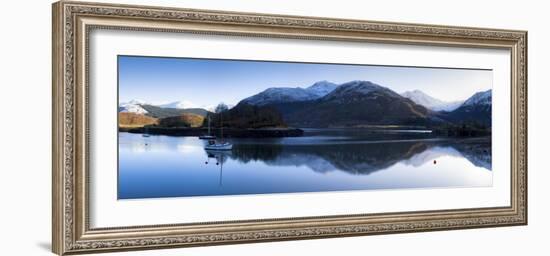 Winter View of Flat Calm Loch Leven with Snow Covered Mountains Reflected, Near Ballachulish-Lee Frost-Framed Photographic Print