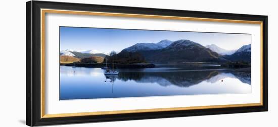 Winter View of Flat Calm Loch Leven with Snow Covered Mountains Reflected, Near Ballachulish-Lee Frost-Framed Photographic Print