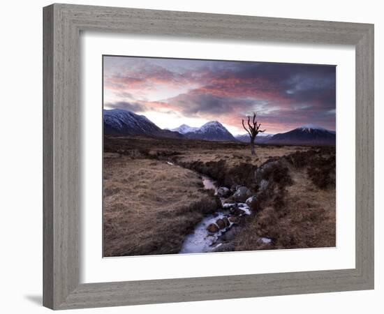 Winter View of Rannoch Moor at Sunset, Near Fort William, Scotland-Lee Frost-Framed Photographic Print