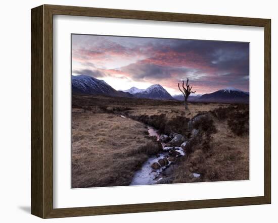 Winter View of Rannoch Moor at Sunset, Near Fort William, Scotland-Lee Frost-Framed Photographic Print