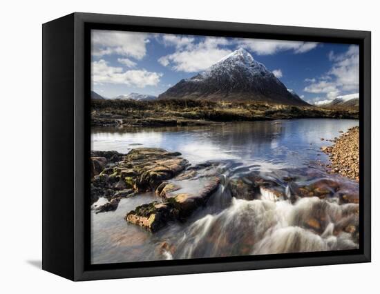 Winter View Over River Etive Towards Snow-Capped Buachaille Etive Mor, Rannoch Moor, Scotland-Lee Frost-Framed Premier Image Canvas