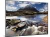 Winter View Over River Etive Towards Snow-Capped Buachaille Etive Mor, Rannoch Moor, Scotland-Lee Frost-Mounted Photographic Print
