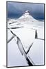 Winter View over Slabs of Broken Lake Ice Covered in Snow Towards Kirkjufell (Church Mountain)-Lee Frost-Mounted Photographic Print