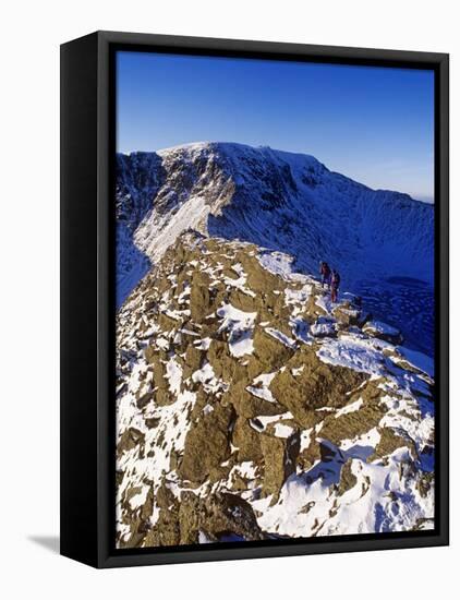 Winter Walking and Climbing on Hellvelyn, the Lake District, Cumbria-Paul Harris-Framed Premier Image Canvas