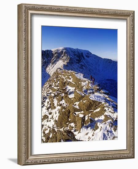 Winter Walking and Climbing on Hellvelyn, the Lake District, Cumbria-Paul Harris-Framed Photographic Print